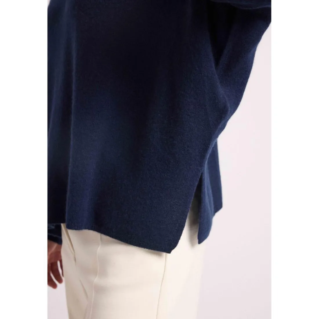 Pull poncho femme ZANCHA en cachemire bleu marine