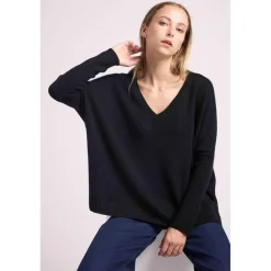 Pull poncho femme ZANCHA en cachemire noir