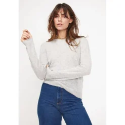 Pull reversible a boutons femme ZENIA en cachemire gris perle