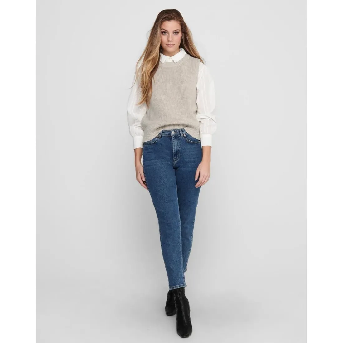 Pull sans manches beige