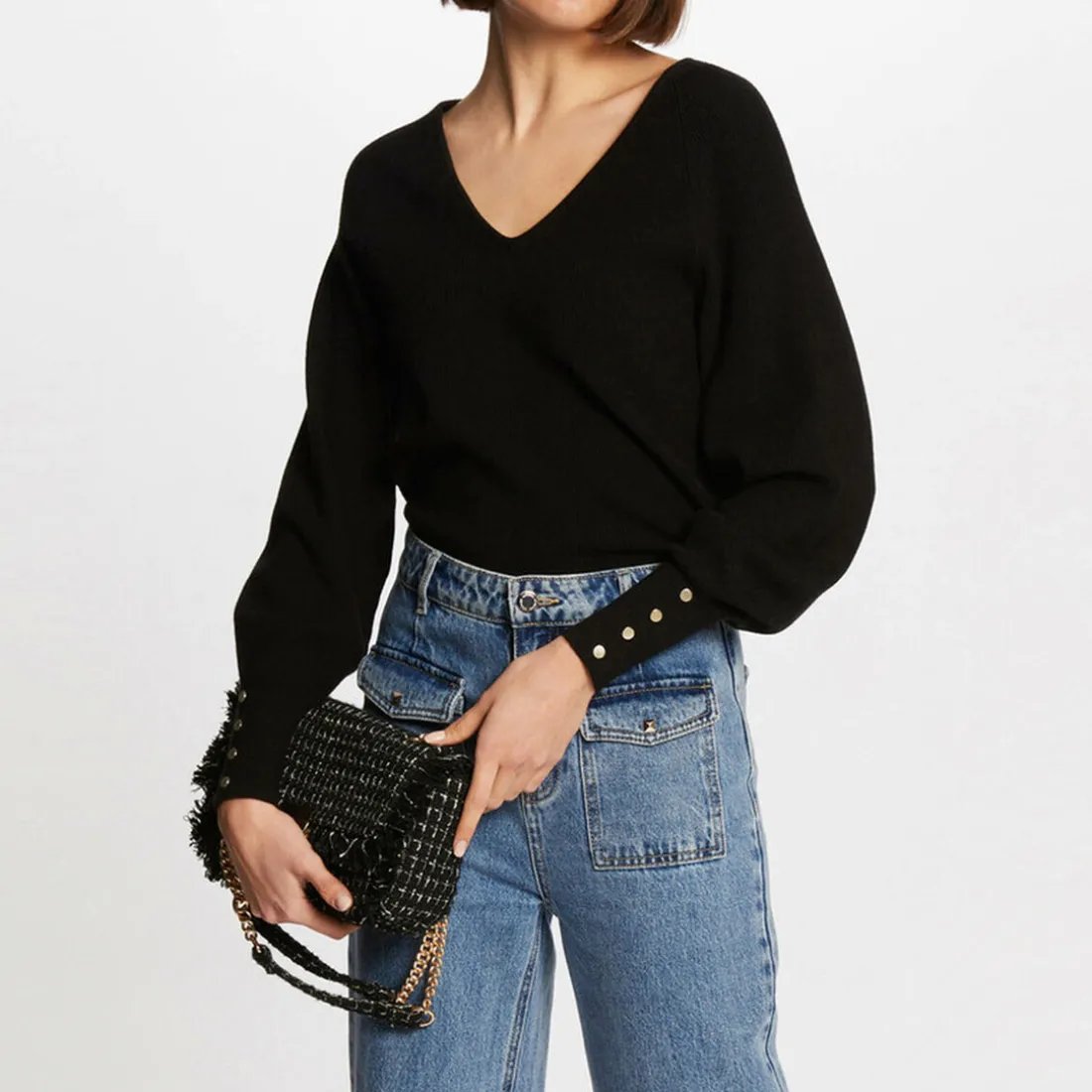 Pull viscose femme noir