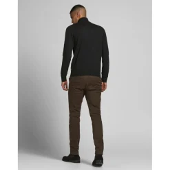 Pull zip Col haut Manches longues Noir en coton