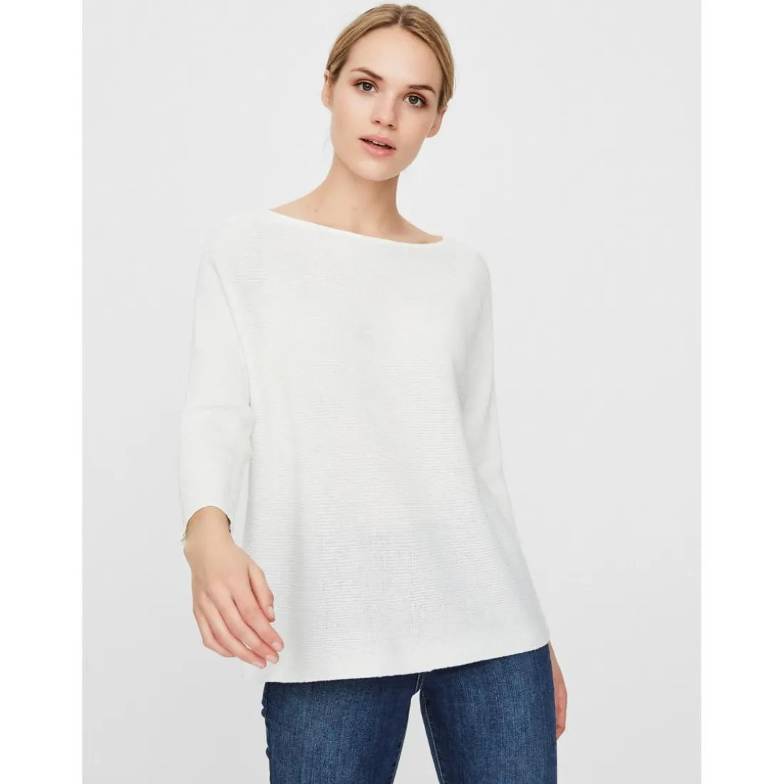 Pull-overs Col bateau Manches 3/4 blanc