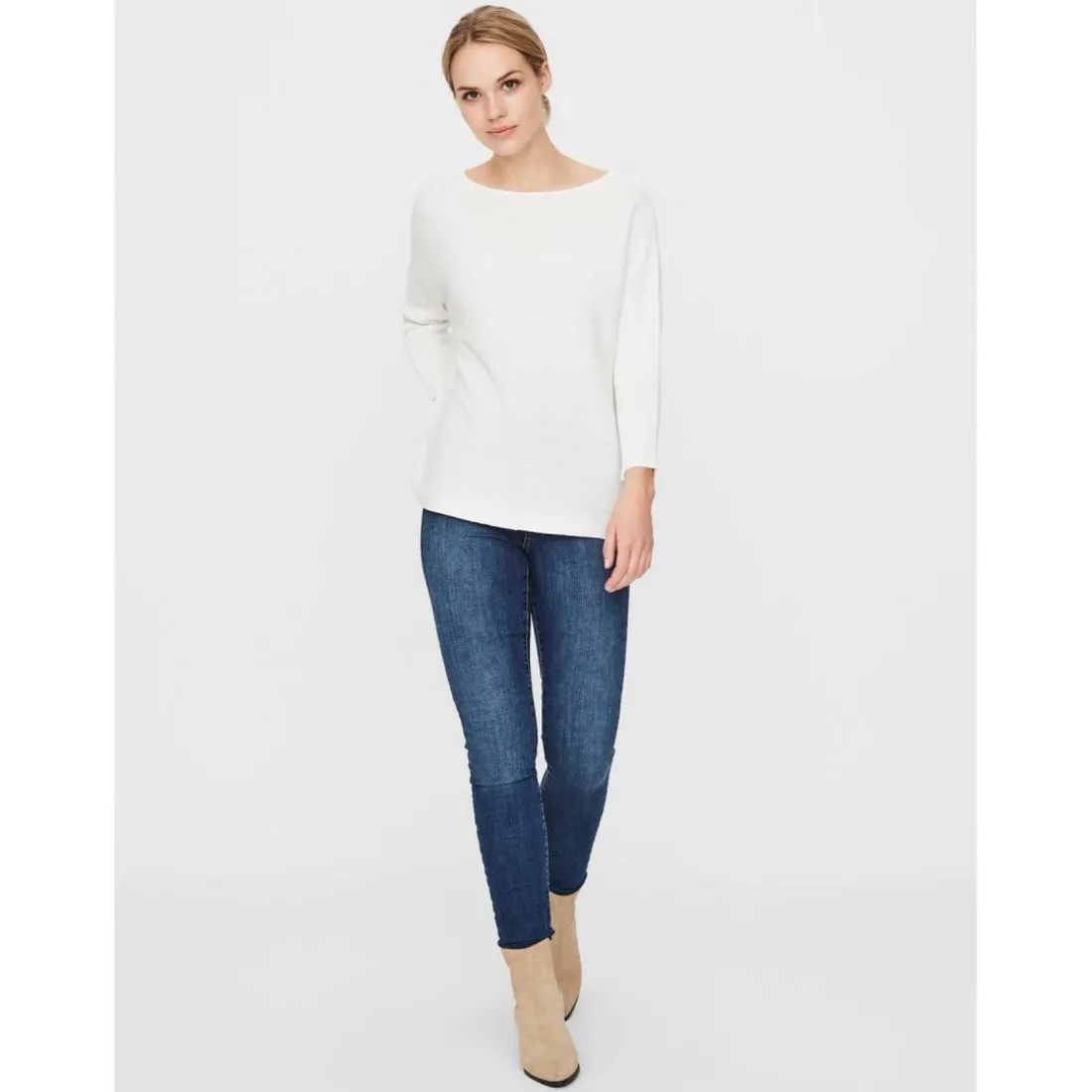 Pull-overs Col bateau Manches 3/4 blanc