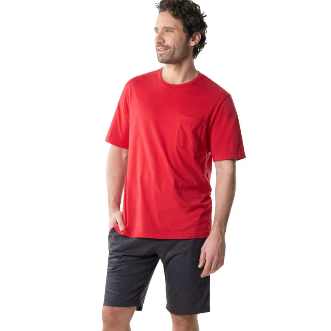 Pyjama court col rond homme Coton Bio édition limitée 80 ans Eminence multicolore
