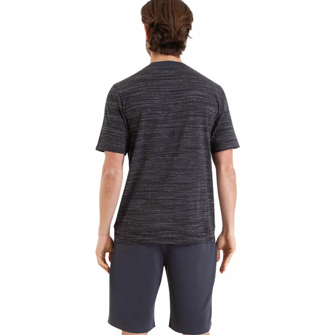 Pyjama court Homewear gris en coton pour homme