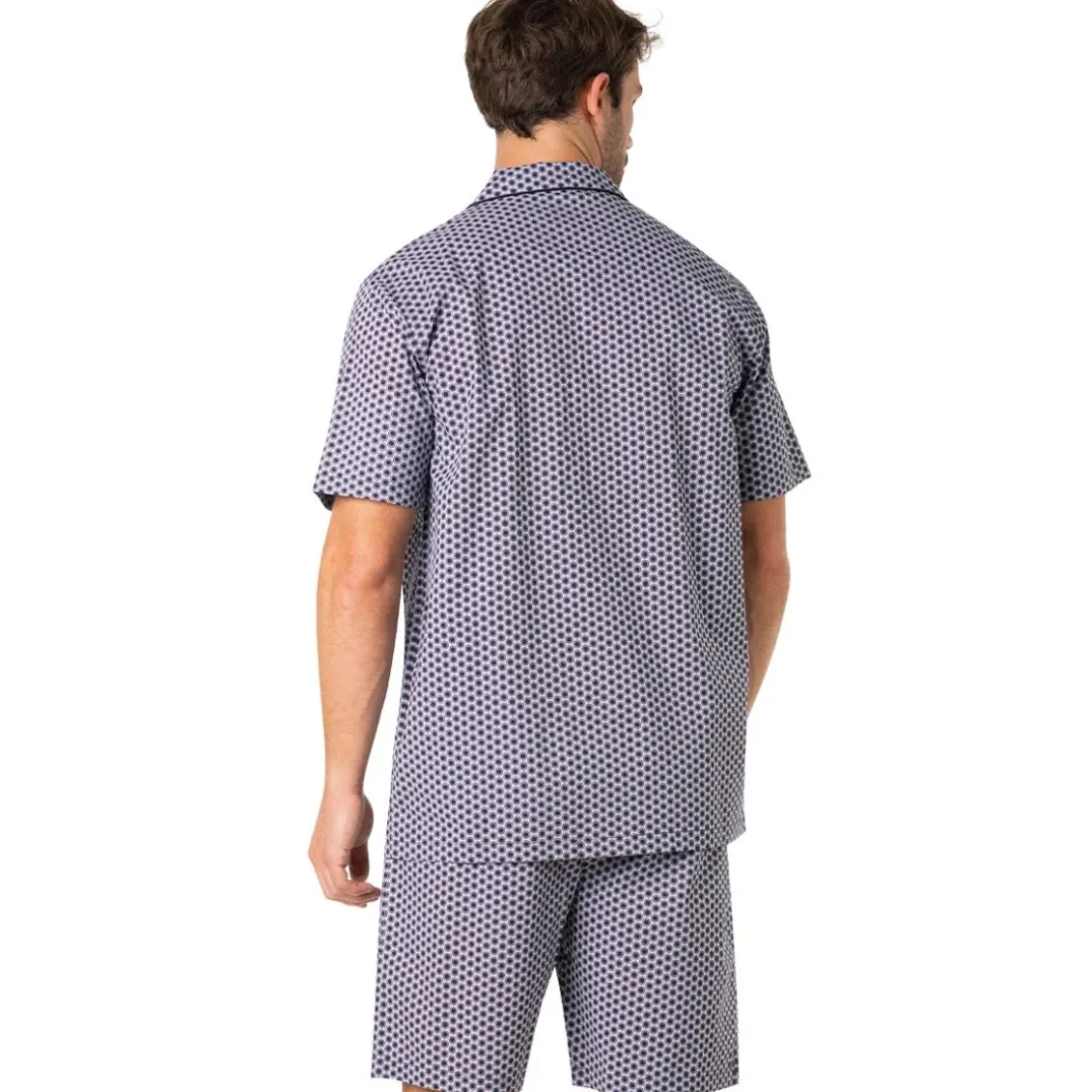 Pyjama court ouvert homme Popeline Eminence bleu en coton