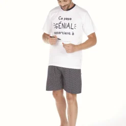 Pyjama en coton pour homme - blanc/marine