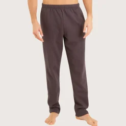 Pyjama long col ouvert homme Interlock gris en coton