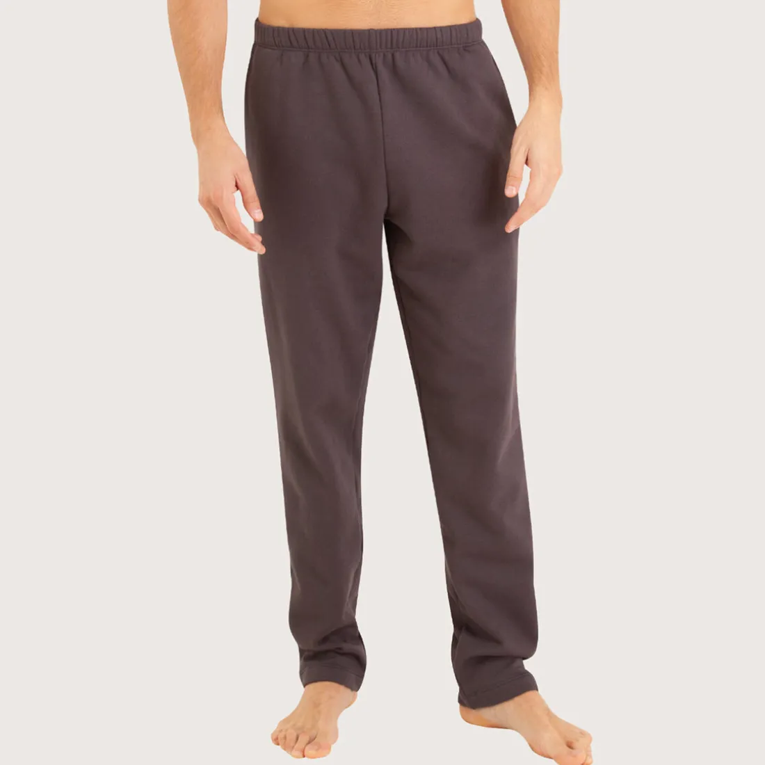 Pyjama long col ouvert homme Interlock gris en coton