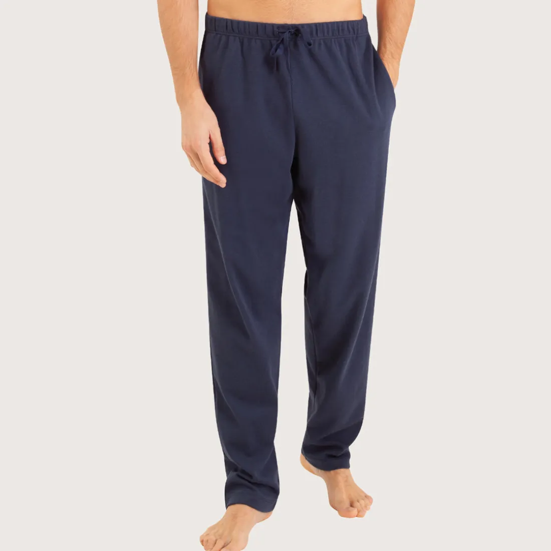 Pyjama long col T homme - Orange en coton