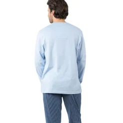 Pyjama long col V homme Coton Bio Eminence bleu