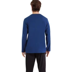 Pyjama long col V homme Ecopack Sérigraphie Athena noir en coton