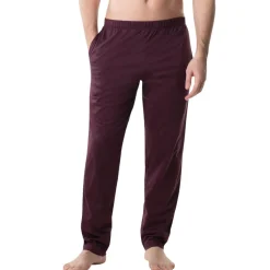 Pyjama long col V homme Mercerise Eminence rouge en coton
