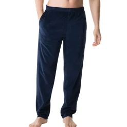 Pyjama long col V homme Velours Eminence bleu en coton