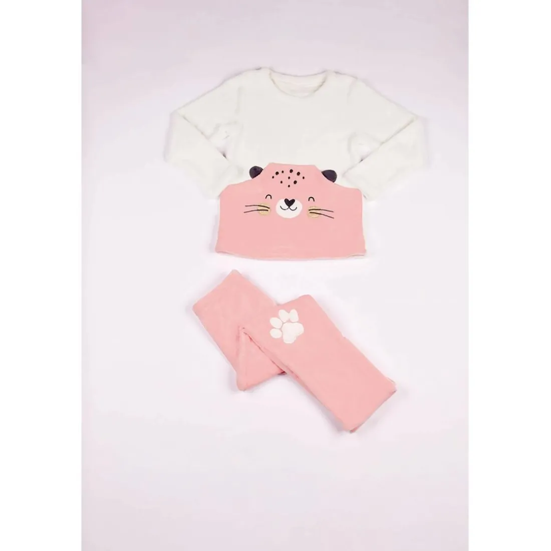 Pyjama Long fille - Blanc et Rose - Petit Tigre