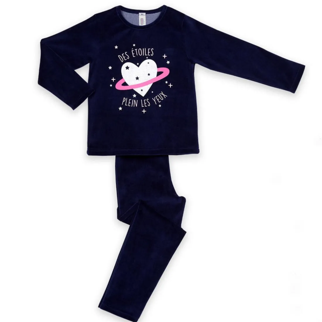 Pyjama Long fille - Bleu Marine à Motifs Colorés - Étoiles