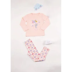 Pyjama Long fille - Nude à Motifs Colorés - Pluie et Petite Souris en coton