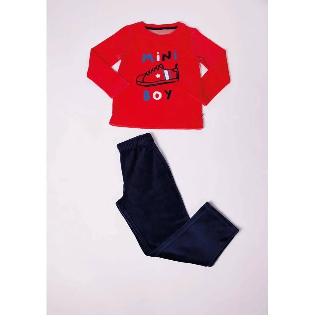 Pyjama Long Garçon - Rouge Imprimé / Bleu Marine