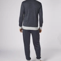 Pyjama Long homme en Coton - Bleu Chiné et Gris Clair - Dodo Homewear