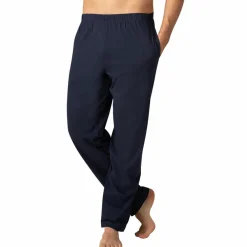 Pyjama long ouvert homme Mercerisé bleu en coton