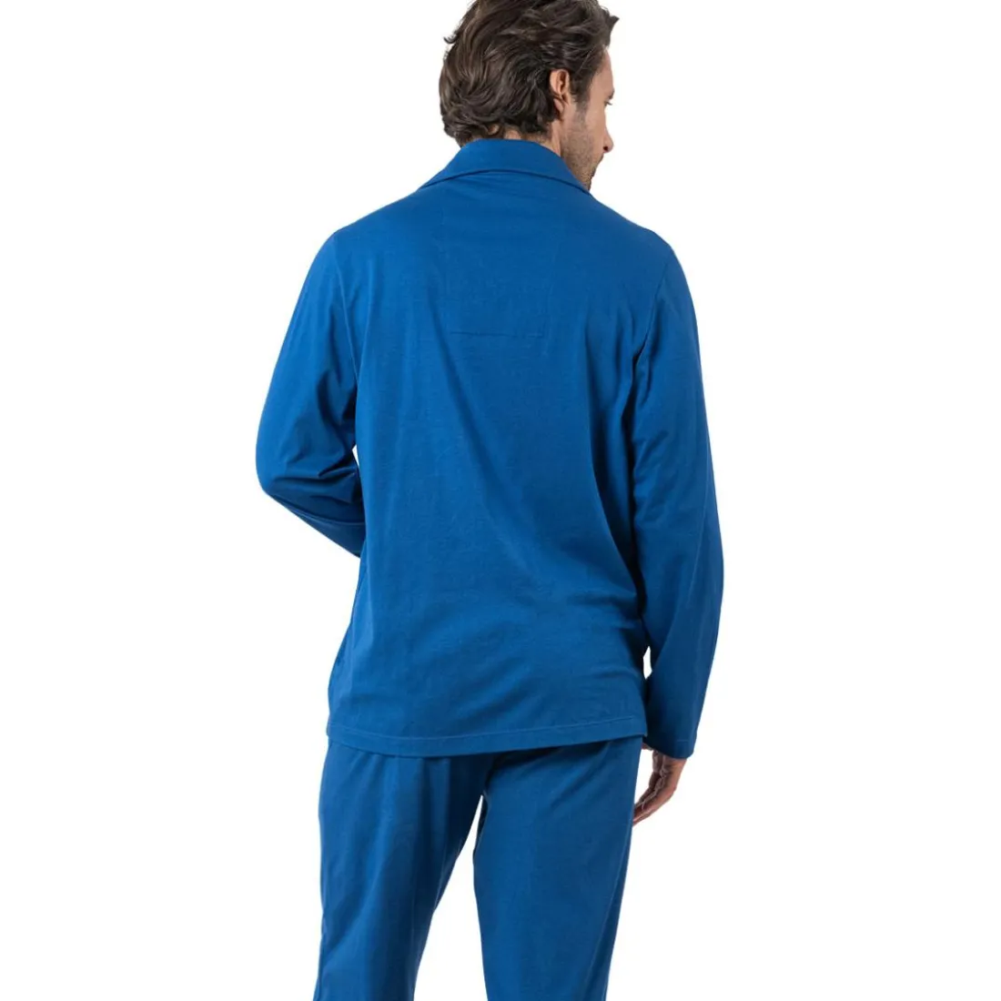 Pyjama long ouvert homme Coton Bio Eminence bleu