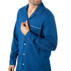 Pyjama long ouvert homme Coton Bio Eminence bleu