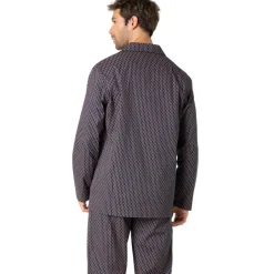 Pyjama long ouvert homme Popeline Eminence bleu en coton