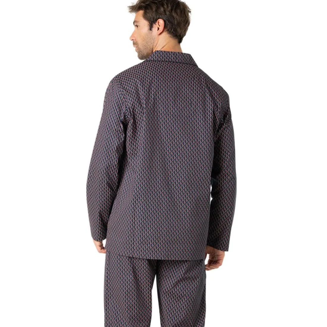 Pyjama long ouvert homme Popeline Eminence bleu en coton