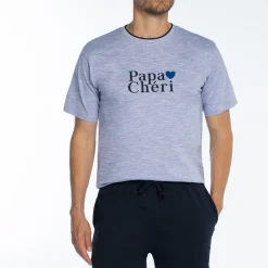 Pyjama short manches longues bleu