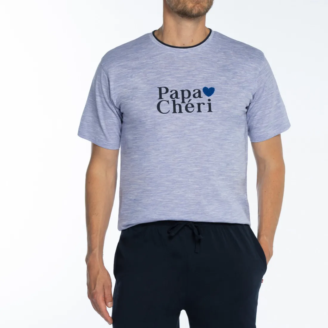 Pyjama short manches longues bleu