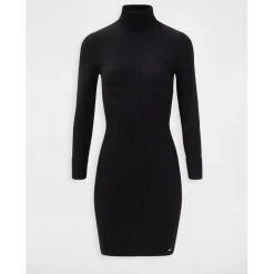 Robe ajustée col roulé maille fine noir