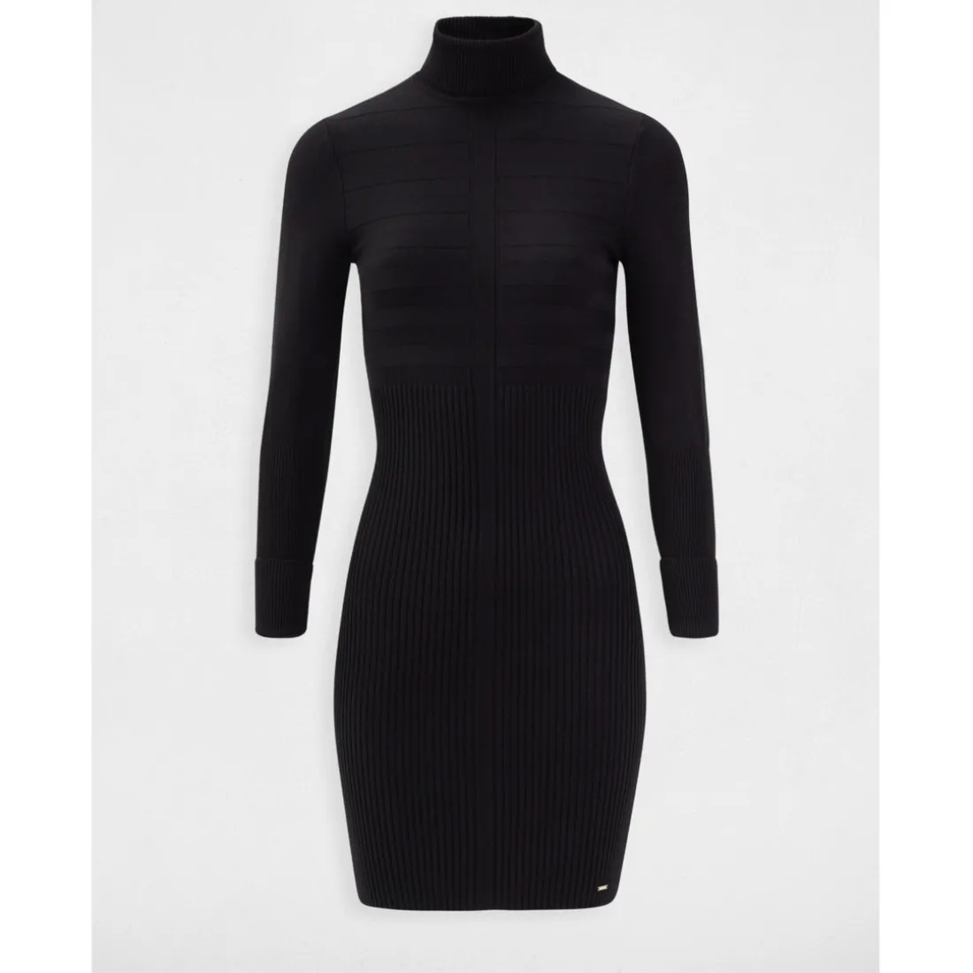 Robe ajustée col roulé maille fine noir