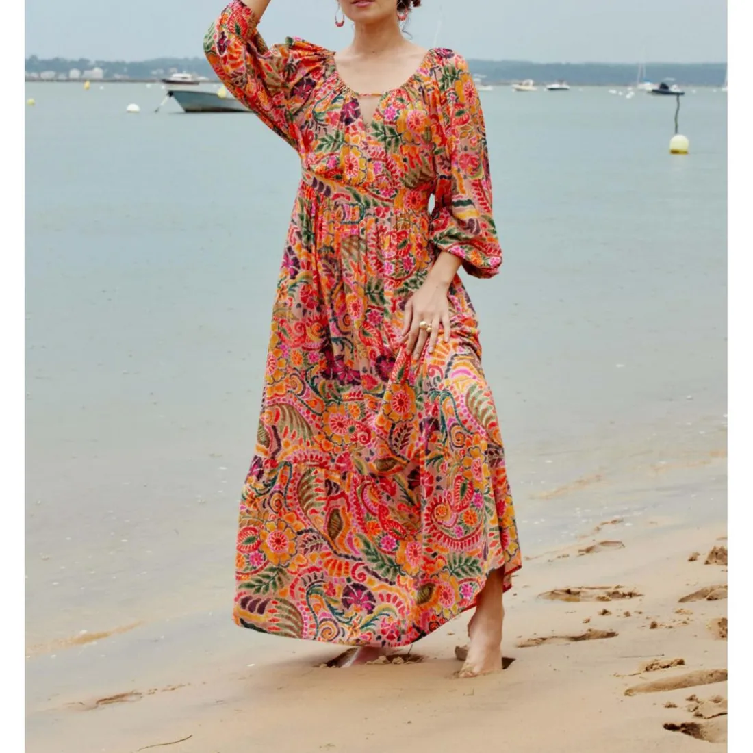 Robe ALTHEA - Jakarta rouge en viscose