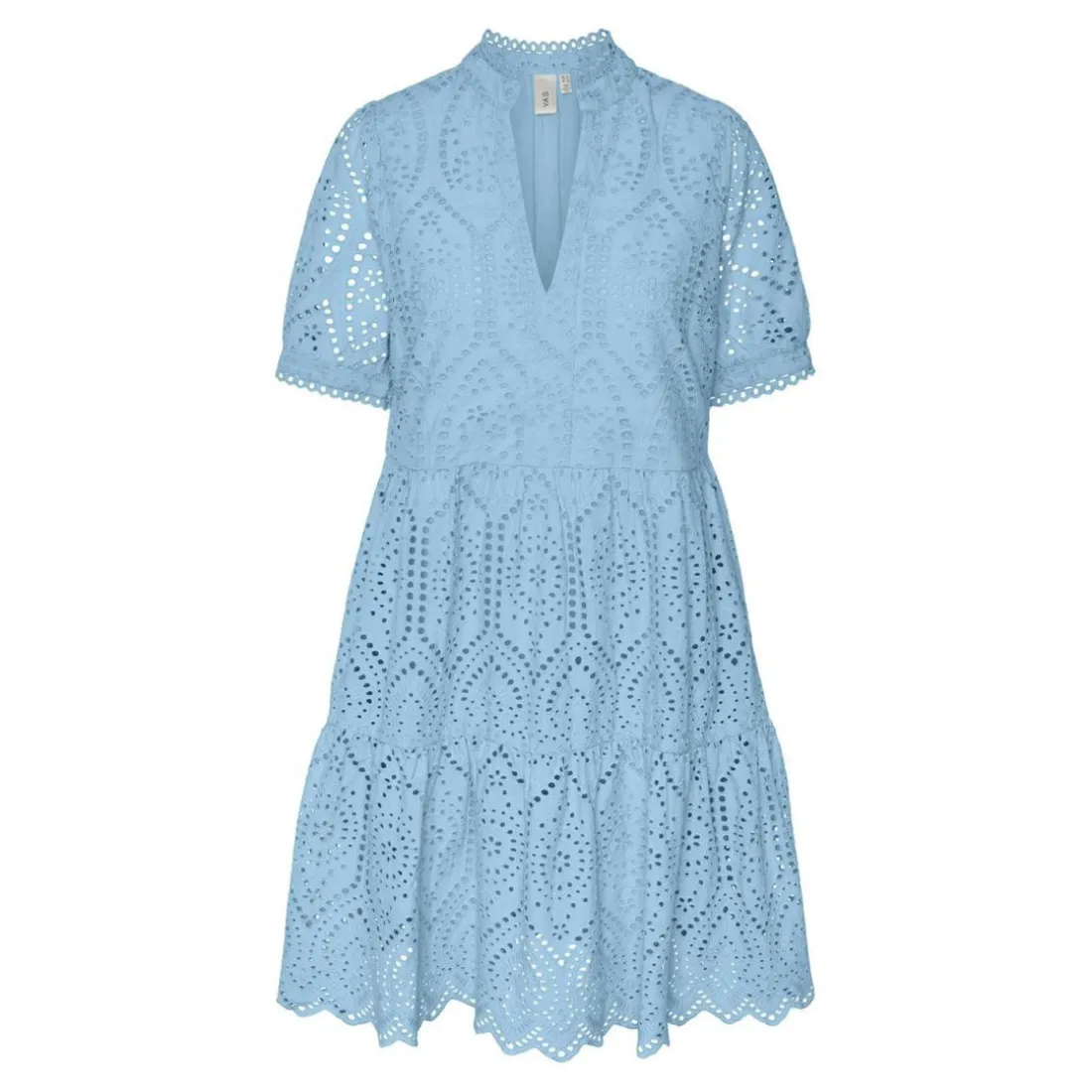 Robe babydoll broderie anglaise bleu en coton