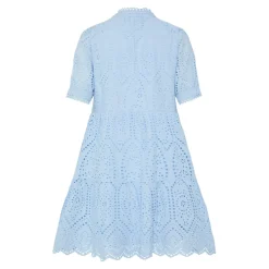 Robe babydoll broderie anglaise bleu en coton