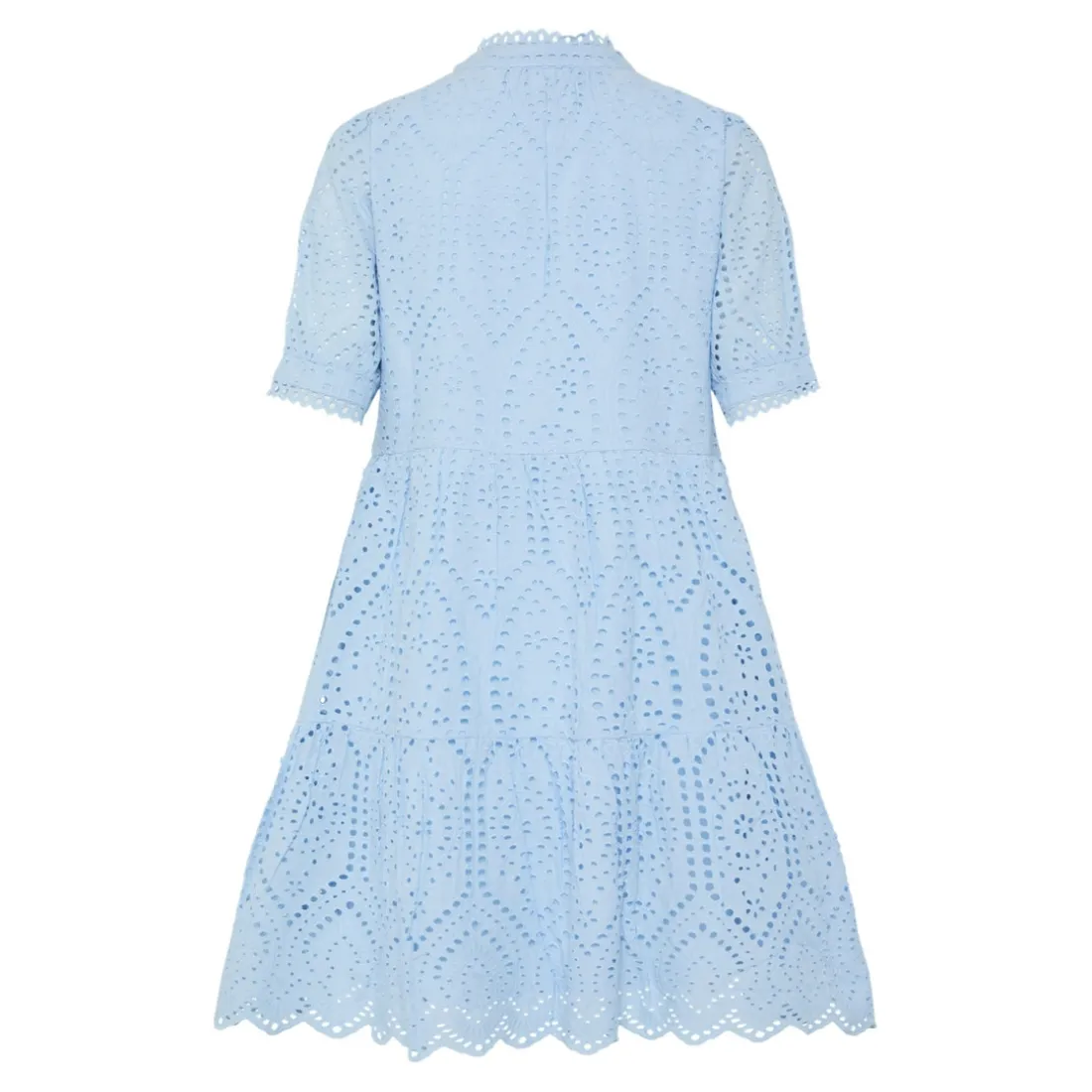 Robe babydoll broderie anglaise bleu en coton