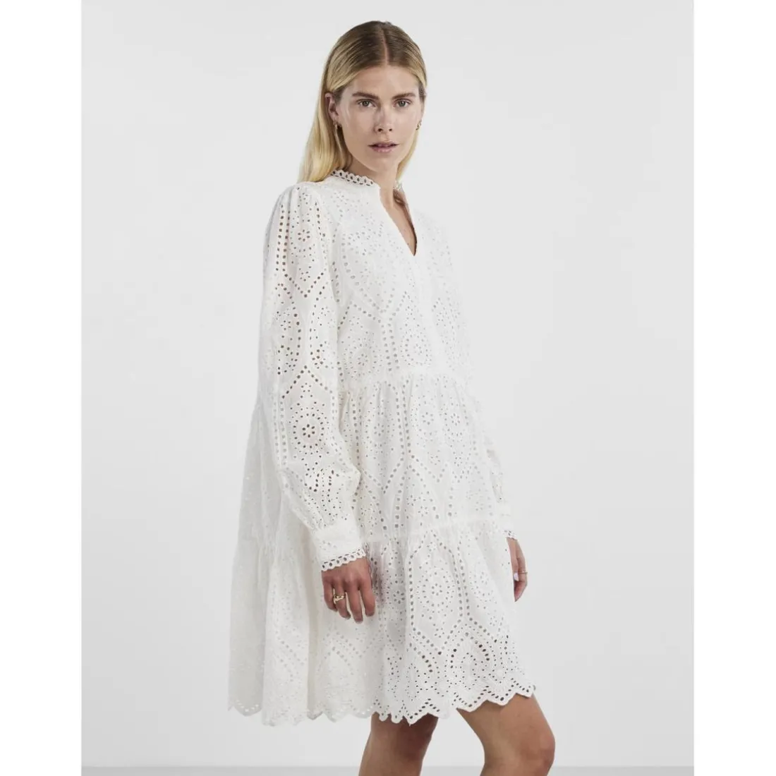 Robe broderie anglaise blanc Kali en coton