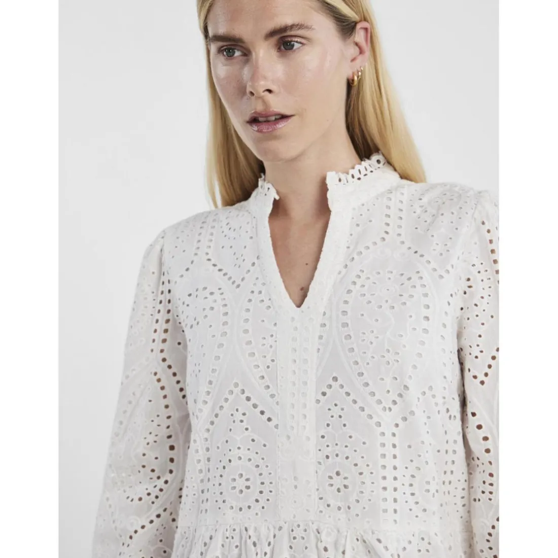 Robe broderie anglaise blanc Kali en coton