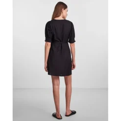 Robe cache-coeur noir en viscose Skye