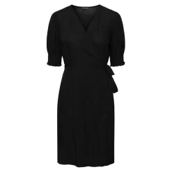 Robe cache-coeur noir en viscose Skye