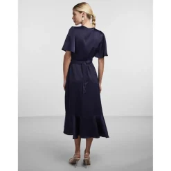 Robe cache-cœur longue bleu Dee