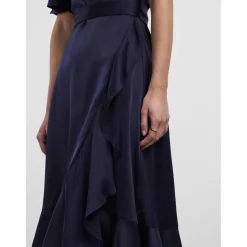 Robe cache-cœur longue bleu Dee