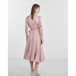 Robe cache-cœur longue rose