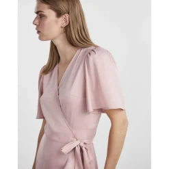 Robe cache-cœur longue rose