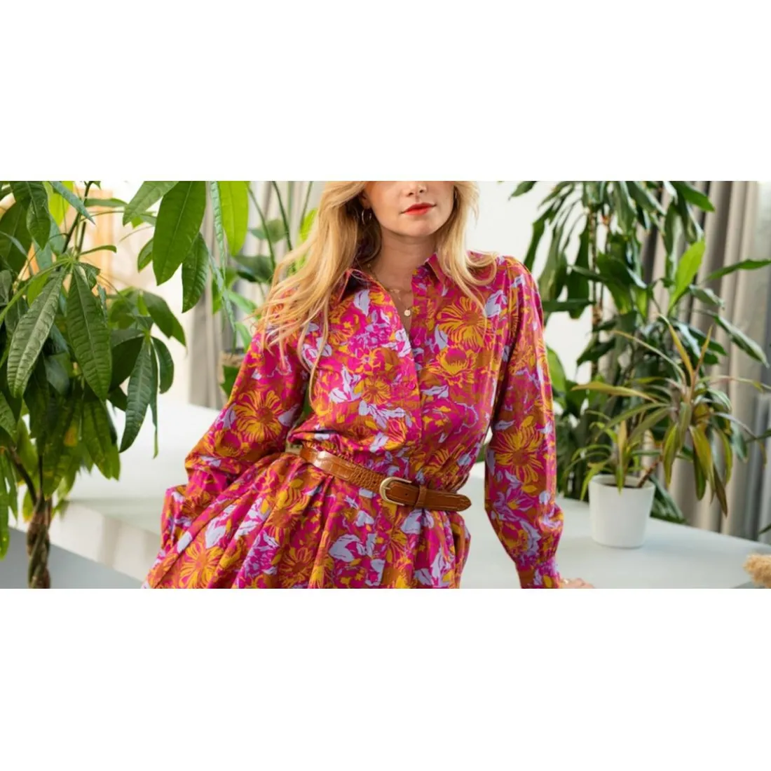 Robe CALLA rose en coton