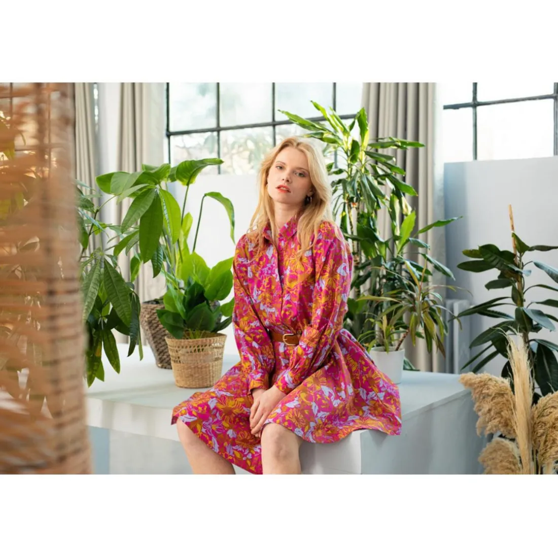 Robe CALLA rose en coton