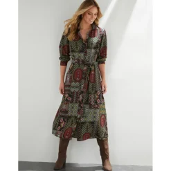 Robe chemise avec ceinture à imprimé multicolore noir