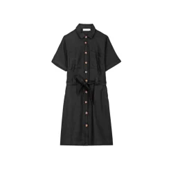 Robe chemise courte RILA noir en lin