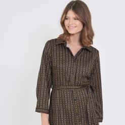 Robe chemise longue imprimée graphique Jimmy